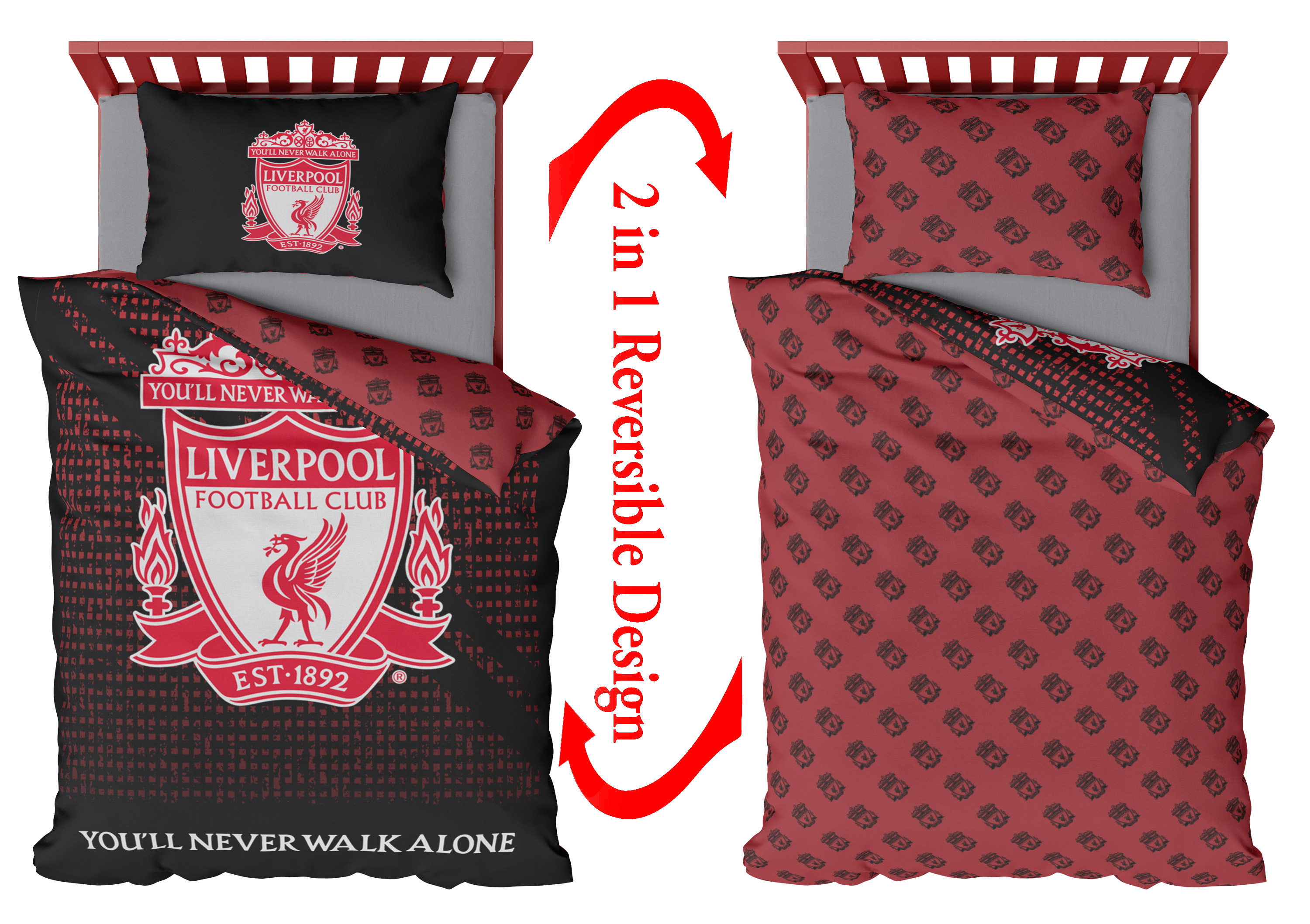 Liverpool Fc Mesh Football Panel Official Single Bed Duvet Quilt Cover Set