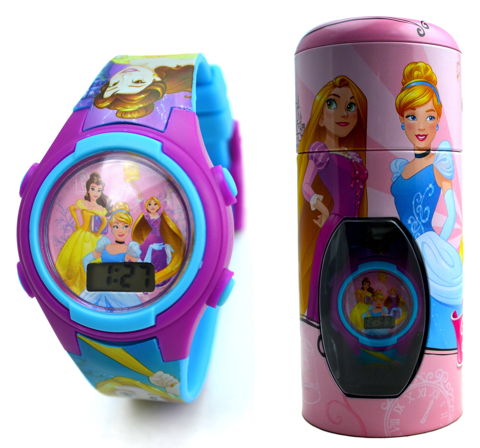 Disney Princess 'Belle & Friends' Girls Digital Metal Tin Gift Wrist Watch