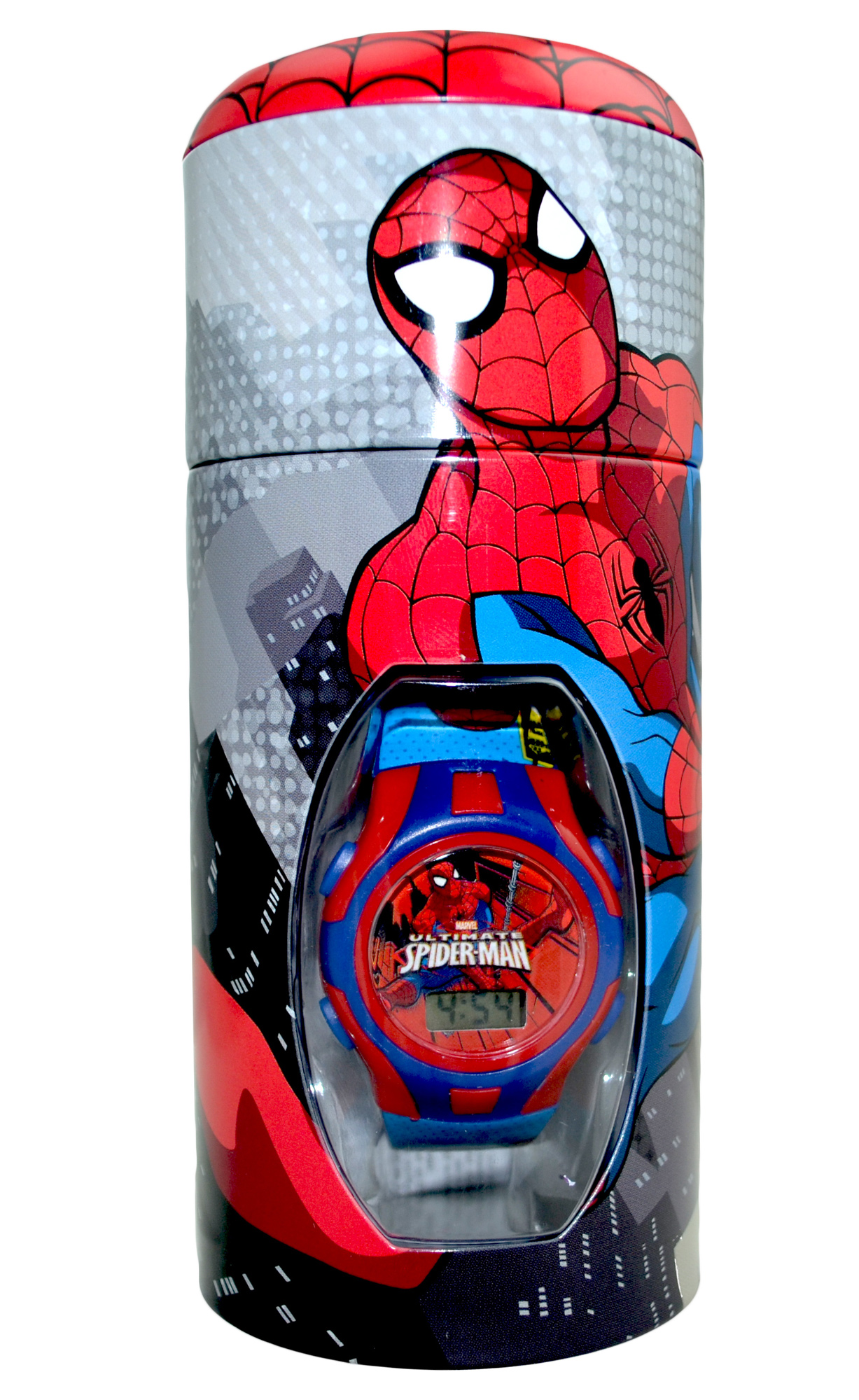 Spiderman 'Action' Boys Digital Metal Tin Gift Wrist Watch