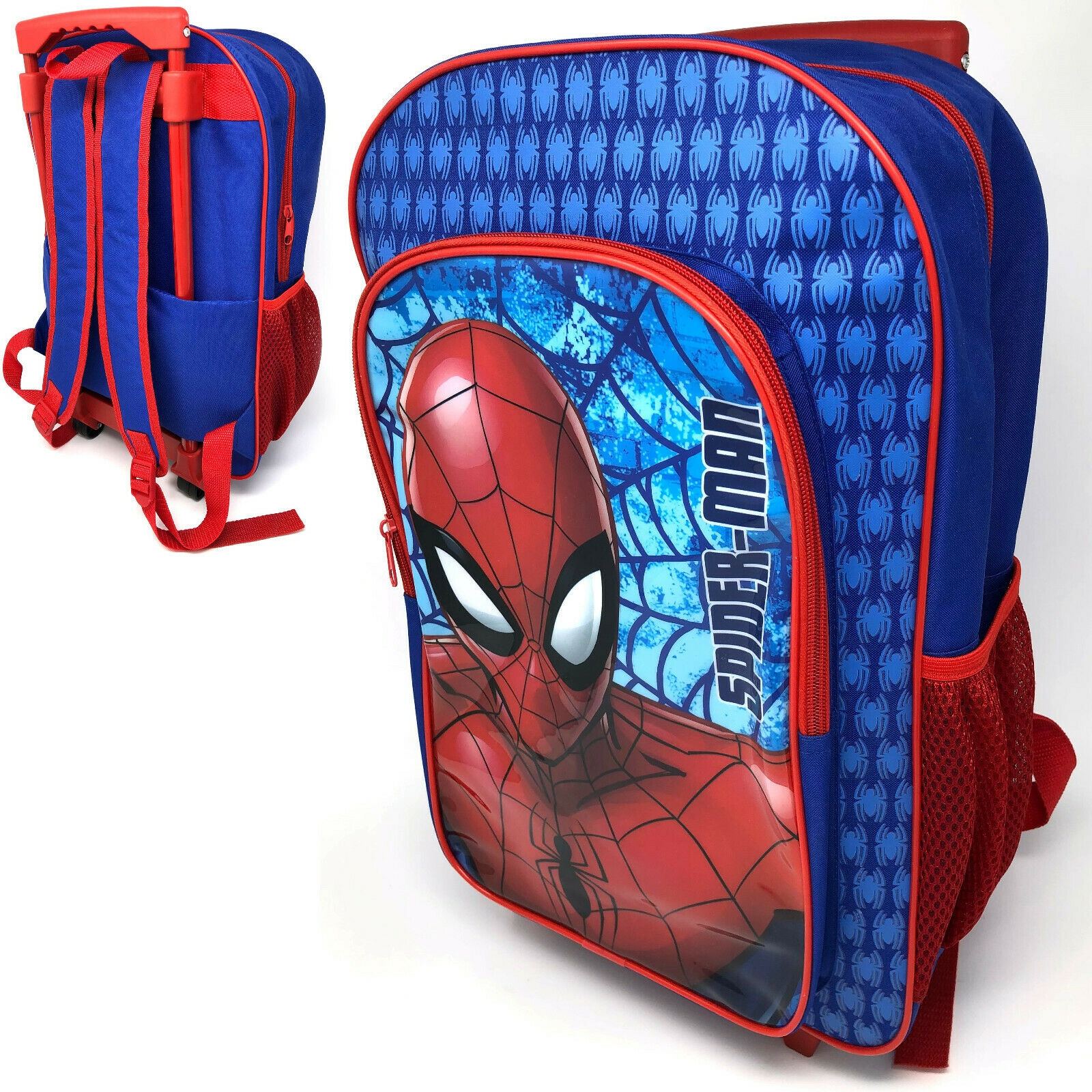 Spiderman Red & Blue Luggage Deluxe School Travel Trolley Roller Wheeled Bag