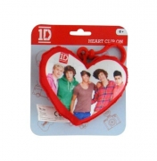 One Direction 'Group' Plush Heart Shaped Backpack Clip School Bag Rucksack