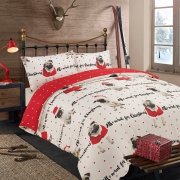 All I Want Pug for Christmas 'Red' Reversible Single Double King duvet quilt cover set