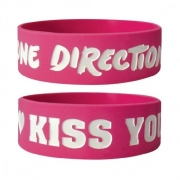 One Direction 'Kiss You' Pink Wristband Gummy Band Unisex Accessories