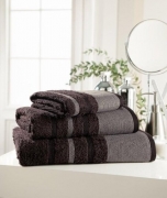 Towel Egyptian Cotton 'Pin Tuck Chocolate' Plain Bath