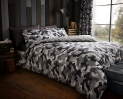 Camouflage 'Grey' Double, King & Super King size Quilt Duvet Cover Sets