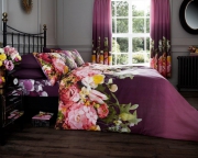 Fadded Floral 'Aubergine' Double, King & Super King size Quilt Duvet Cover Sets