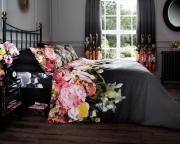 Fadded Floral 'Black' Double, King & Super King size Quilt Duvet Cover Sets
