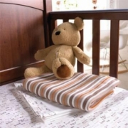 Izziwotnot Candy Stripe Knitted Cot Bed Blanket Mocha