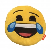 Emoji Emoticons 'Happy Tears' Round Plush Embroidered Cushion