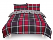Check Stag 'Maroon' single double king bedding duvet cover set
