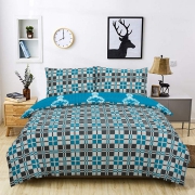 Knitted Pattern Reversible Rotary Single Bed Duvet Quilt Cover Set
