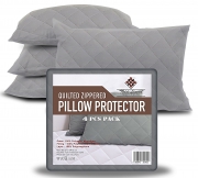 4 Pcs Pack Quilted Zippered Pillow Grey Protector Cover