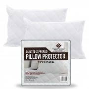 2 Pcs Pack Quilted Zippered Pillow Protector Cover