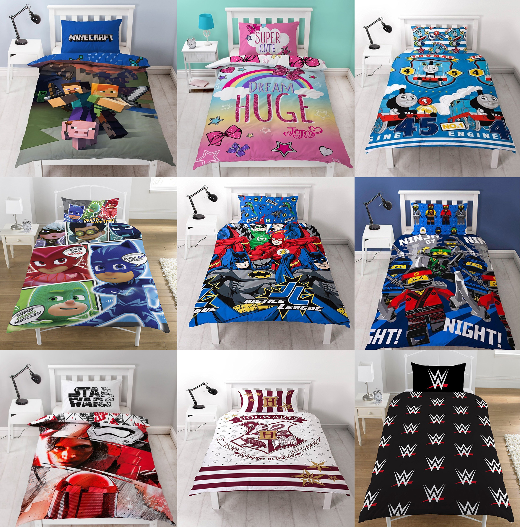 Childrens Characters Single Bed Quilt Duvet Cover & Pillowcase Kids Bedding Set